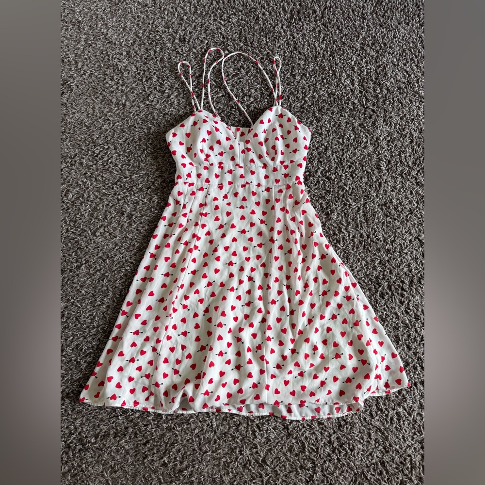 Express White and Red Heart Mini Dress